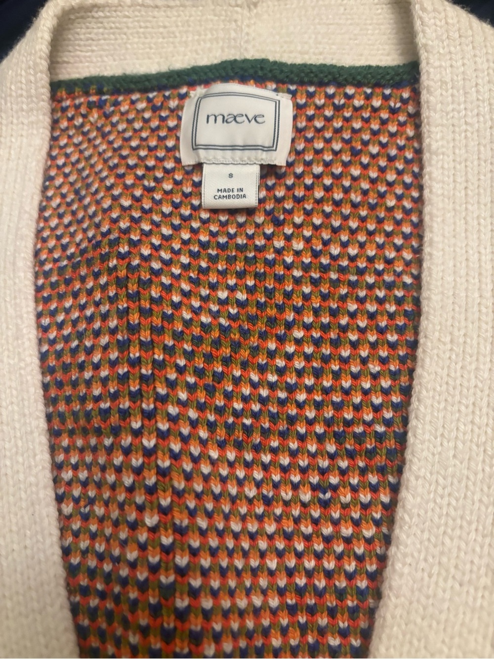 Anthropologie - Maeve Cream Sweater Cardigan with Orange & Green Fruit Graphic - Picture 4 of 10